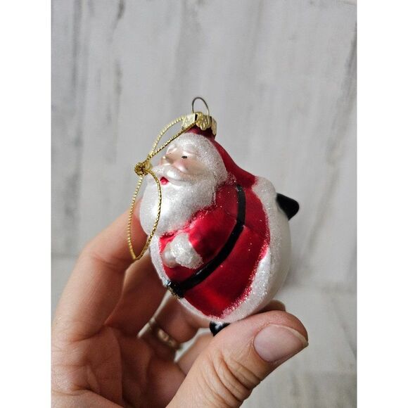 Santa ice skating glass ornament funny Xmas set tree - Picture 3 of 16